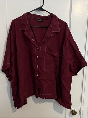 Suay-dyed Nettle Studios short sleeve linen summer button up